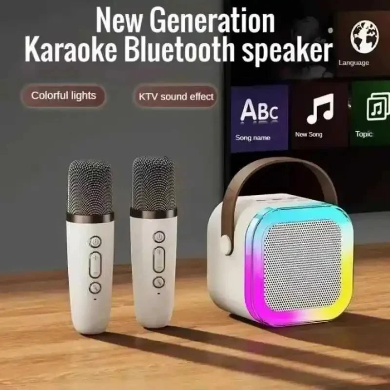 K12 Karaoke Machine Portable Bluetooth  5.3 PA Speaker System with 1-2 Wireless Microphones Home Family Singing Children's Gifts