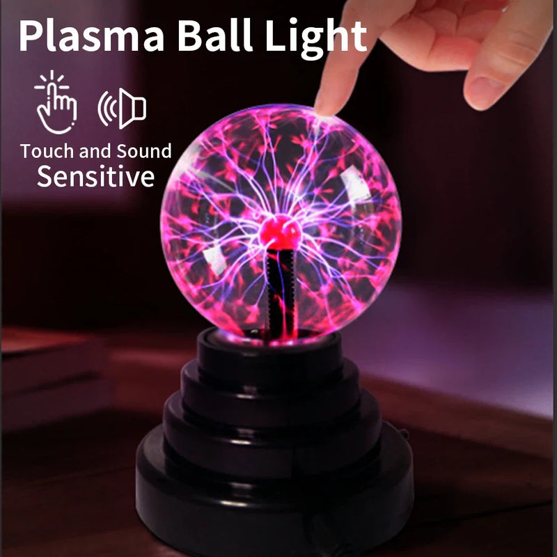 Lámpara de bola de plasma mágica LED de 3 pulgadas Lámpara táctil Atmósfera LED Luz nocturna Vidrio Luz de plasma Decoración del dormitorio Regalos para niños