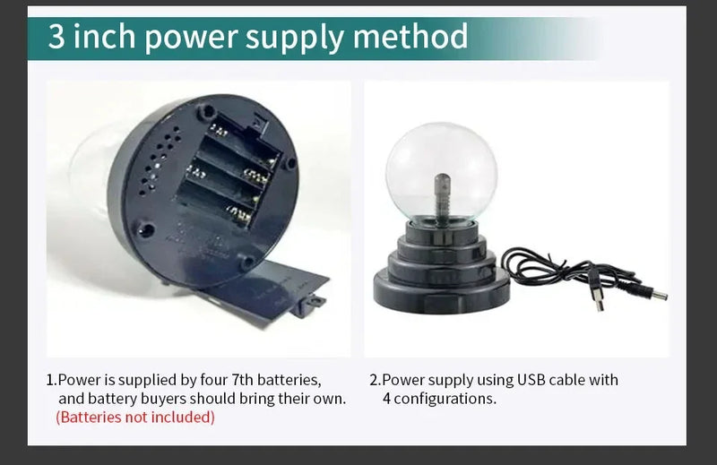 Lámpara de bola de plasma mágica LED de 3 pulgadas Lámpara táctil Atmósfera LED Luz nocturna Vidrio Luz de plasma Decoración del dormitorio Regalos para niños