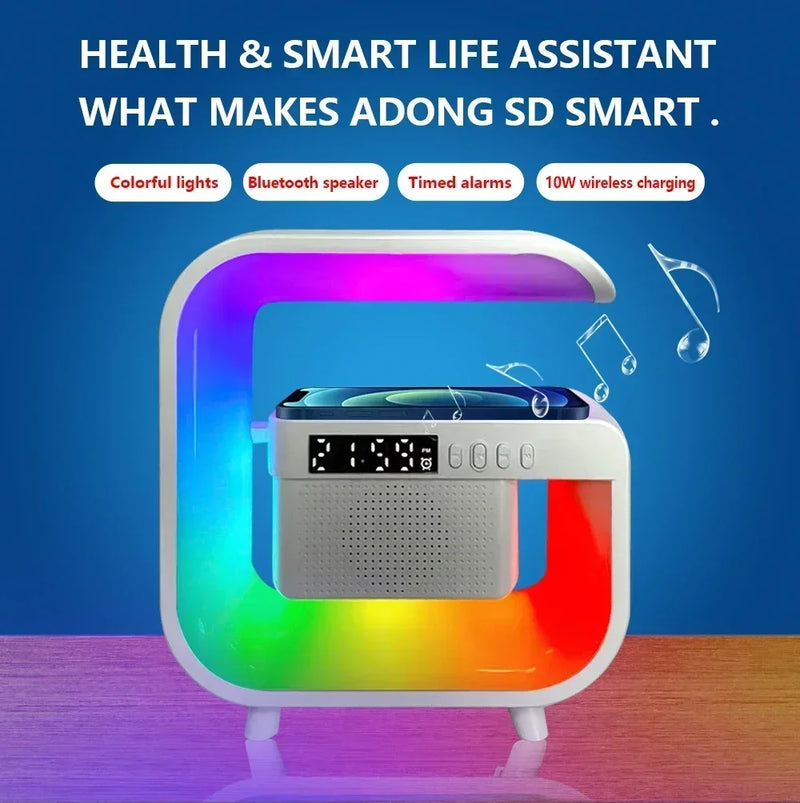 Bluetooth Speaker Wireless Charger Pad Stand TF RGB Night Light Earphone Fast Charging Station for Airpods iPhone Samsung Xiaomi