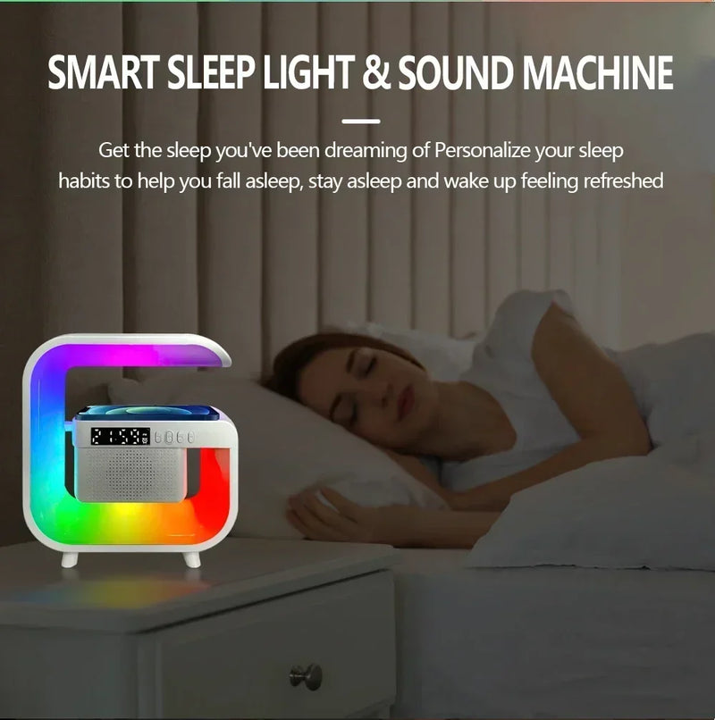 Bluetooth Speaker Wireless Charger Pad Stand TF RGB Night Light Earphone Fast Charging Station for Airpods iPhone Samsung Xiaomi