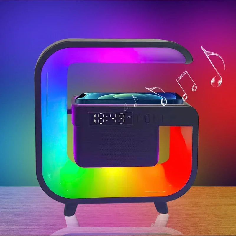 Bluetooth Speaker Wireless Charger Pad Stand TF RGB Night Light Earphone Fast Charging Station for Airpods iPhone Samsung Xiaomi