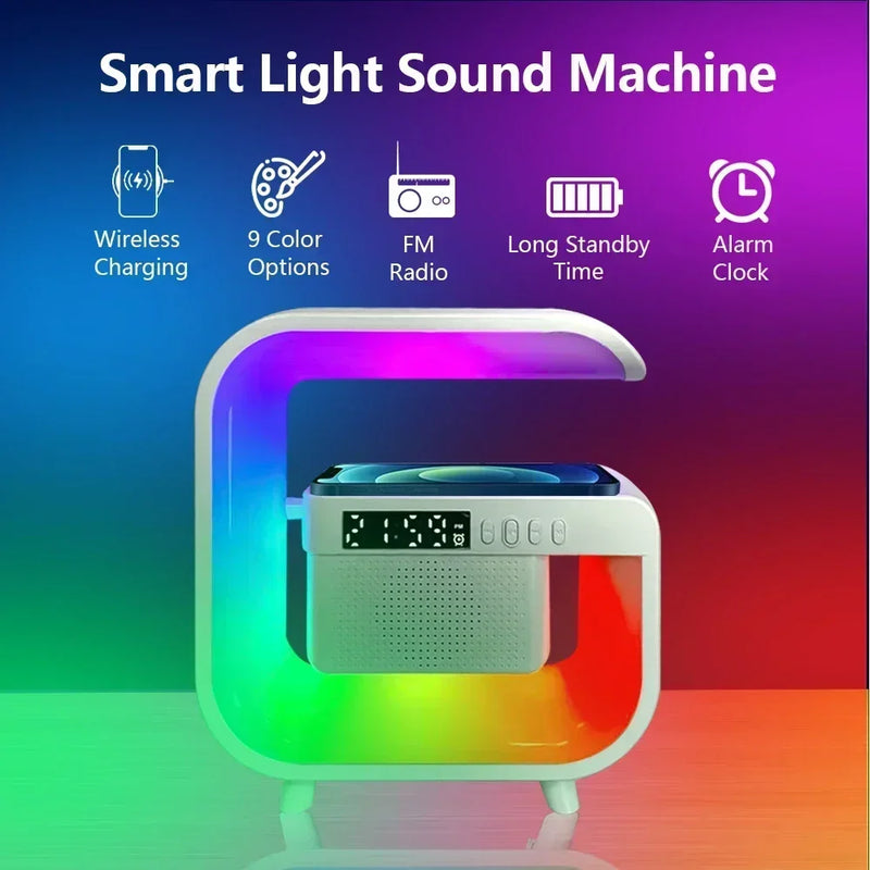 Bluetooth Speaker Wireless Charger Pad Stand TF RGB Night Light Earphone Fast Charging Station for Airpods iPhone Samsung Xiaomi